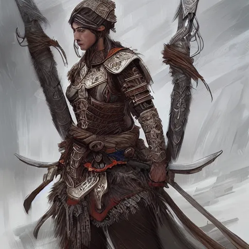 Image similar to beautiful extremely detailed intricate concept art depicting a warrior by wlop. bcy. net