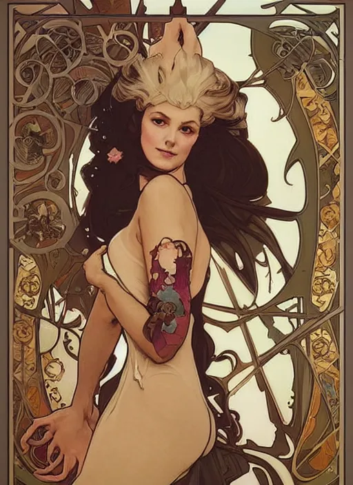 Image similar to heidi n closet painting by artgerm and greg rutkowski and alphonse mucha