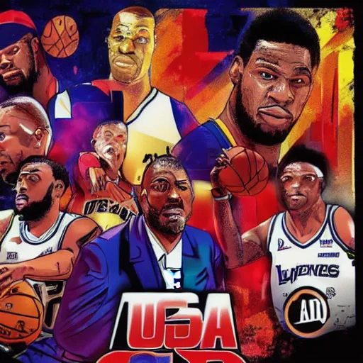 Image similar to nba gta cover, digital art