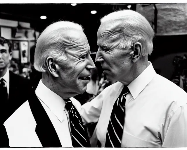 Image similar to president joe biden face to face with president joe biden, nikon 3 5 mm, photograph