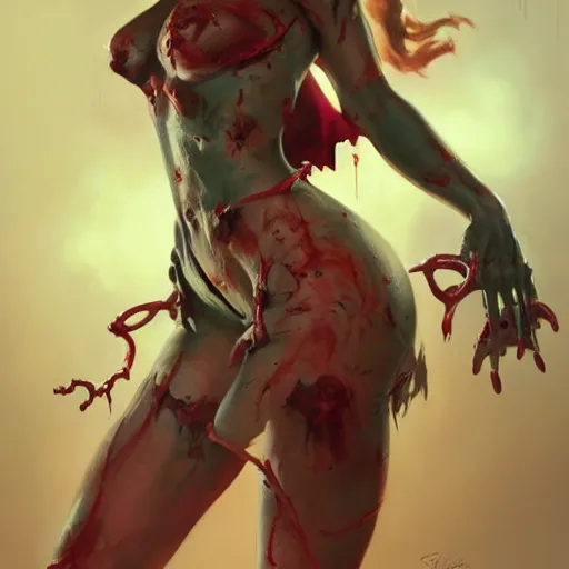 Prompt: pinup zombie from doom eternal, painted by stanley lau and gil elvgren, painted by greg rutkowski, painted by stanley, artgerm, masterpiece, digital art, trending on arts