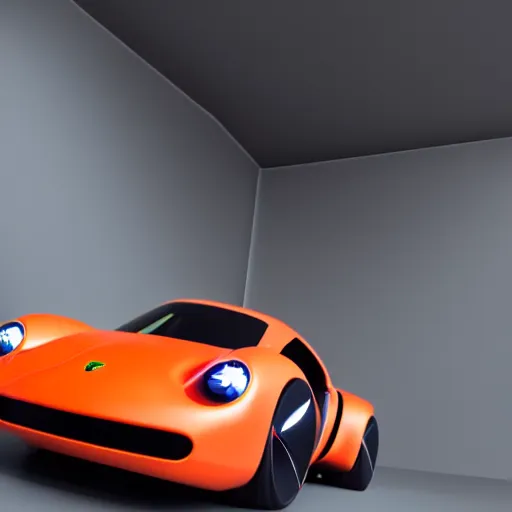 Prompt: futuristic Porsche designed by Apple, studio lighting, small orange accents, octane render