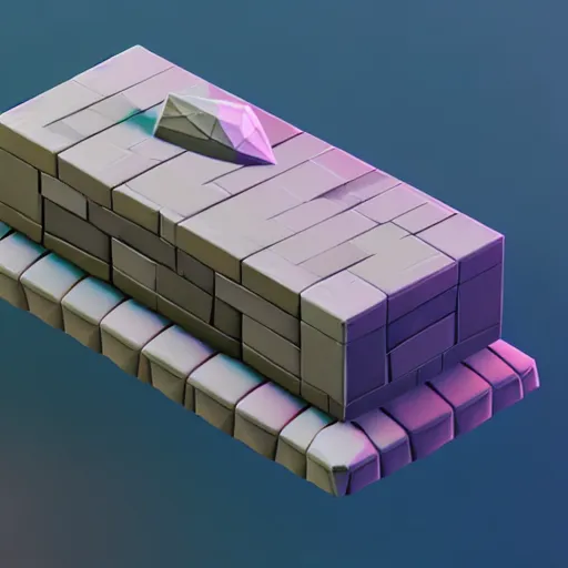 Image similar to isometric 3 d weapon, low poly, soft render, handpaint texture, blender, 3 dcoat