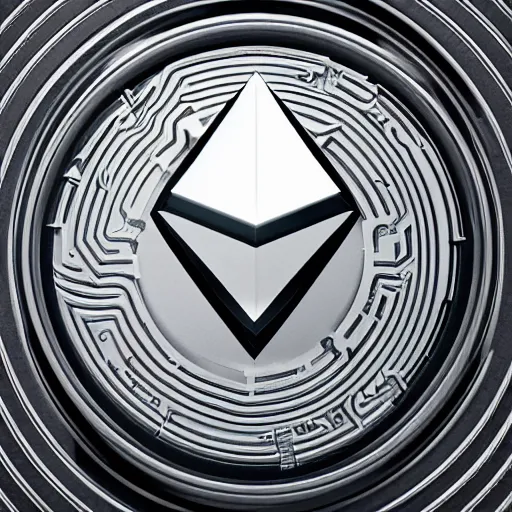 Image similar to silver ethereum cryptocurrency symbol as the eye of a beast, epic fantasy digital art