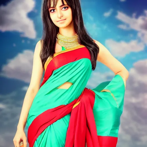 Image similar to anime girl wearing saree