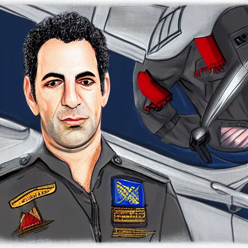 Image similar to Jeffry Epstein dressed as a pilot potrait, hd cartoon digital painting, trending on arstation, 8k