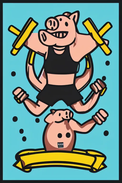 Image similar to A pig fitness coach, sticker, portrait, highly detailed, colorful, illustration, smooth and clean vector curves, no jagged lines, vector art, smooth