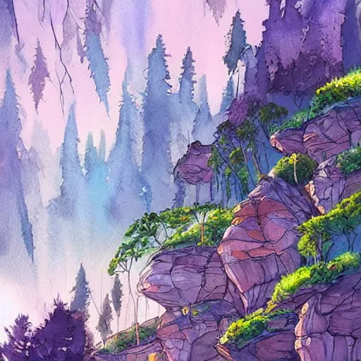 Image similar to beautiful happy picturesque charming sci - fi organic homes in a beautiful natural scene. water, trees and rocks. beautiful light. soft colour scheme. beautiful artistic detailed watercolor by lurid. ( 2 0 2 2 )