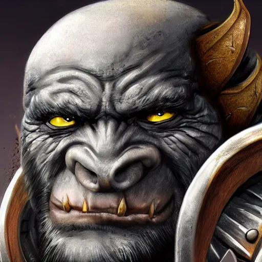 Image similar to a detailed portrait of an orc with armor, fantasy art illustration, incredibly highly detailed and realistic, 8 k, sharp focus