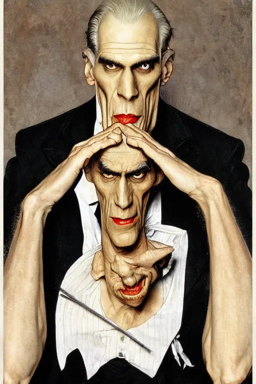 Image similar to lurch from the addams family painted by norman rockwell