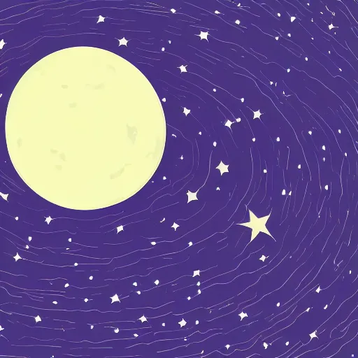 Prompt: vector art of the moon, detailed with stars and swirls texture, blue and purple, style of jonathan ball