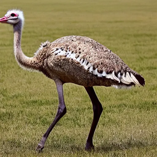 Prompt: a cross hybrid between ostrich and turtle