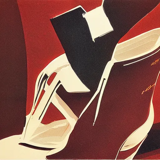 Image similar to concept art for shoes that can store meat, illustrated by syd mead, high quality