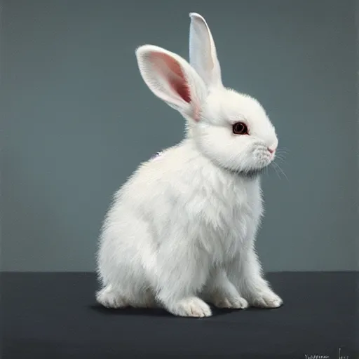 Image similar to cute white dwarf rabbit, 4 k oil on linen by wlop, artgerm, andrei riabovitchev, nuri iyem, james gurney, james jean, greg rutkowski, highly detailed, soft lighting 8 k resolution