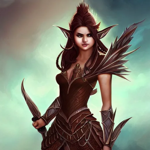 Image similar to elven princess warrior selena gomez, detailed hd art, artstation, fantasy concept art