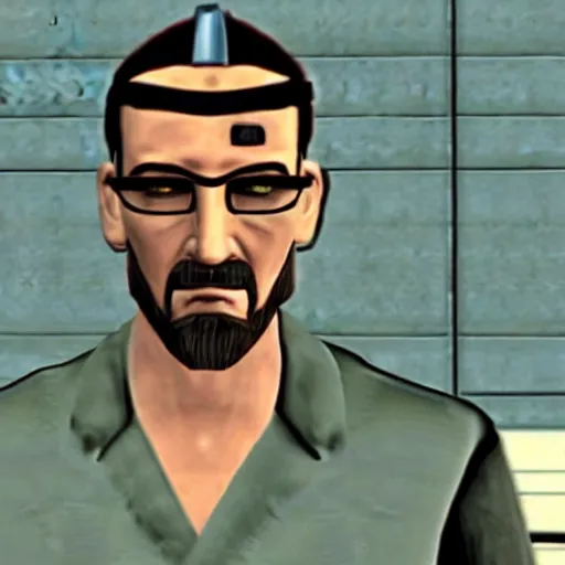 Prompt: a screenshot of Gordon Freeman in The Matrix (1999)