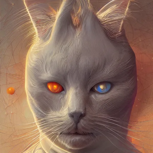 Image similar to a non-euclidian cat, art by James Jean and Wayne Barlowe, high detail, cinematic, cgsociety 8k