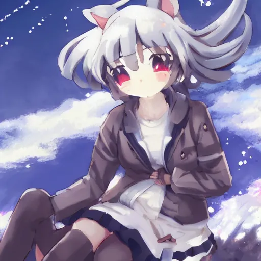 Image similar to Shipgirl Murakumo from Kantai Collection ,Kancolle, cute, Beautiful depiction of a fuzzy furry fursona , intricate, elegant, highly detailed, digital painting, 4k, HDR, concept art, smooth, sharp focus, illustration,Raytracing , Anime wallpaper ,intricate, elegant