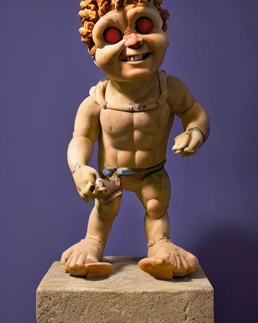 Prompt: ancient roman marble statue of Chuckie Finster