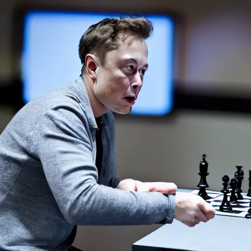 Prompt: photo of elon musk playing chess in cyberspace, 4 k