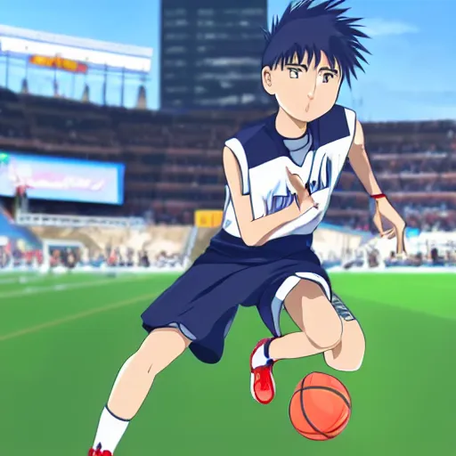 Prompt: Tetsuya Kuroko playing football, 8K