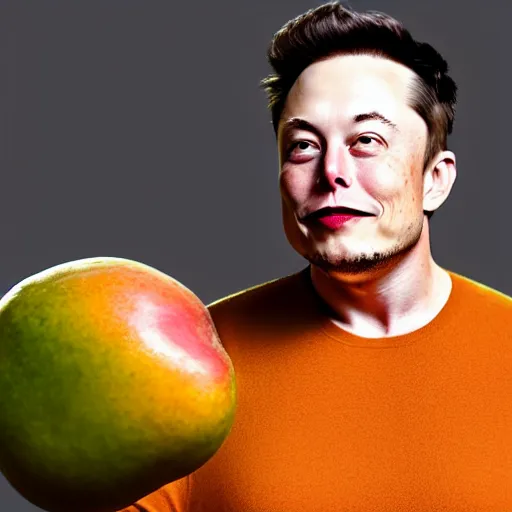 Image similar to photo of elon musk cosplaying as a mango fruit costume, highly detailed, extremely high quality, hd, 4 k, 8 k, professional photographer, 4 0 mp, lifelike, top - rated, award winning, cinematic, realistic, detailed lighting, detailed shadows, sharp, no blur, edited, corrected, trending