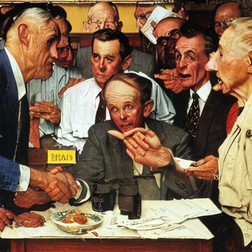 Prompt: the art of the deal by norman rockwell