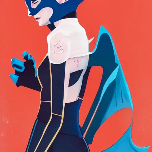 Image similar to Elle Fanning as batgirl picture by Sachin Teng, asymmetrical, dark vibes, Realistic Painting , Organic painting, Matte Painting, geometric shapes, hard edges, graffiti, street art:2 by Sachin Teng:4