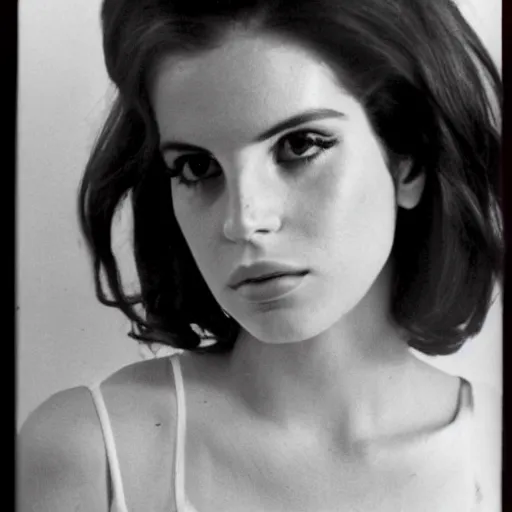 Image similar to lana Del Rey mugshot, 1970s, big hair