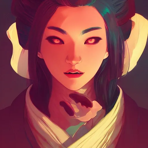 Prompt: a samurai, ambient lighting, 4 k, lois van baarle, ilya kuvshinov, rossdraws, alphonse mucha, jung gi kim, artstation