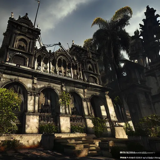 Prompt: grimdark gothic rio de janeiro, unreal engine, 8 k, ultra realistic, ultra detail, ray tracing