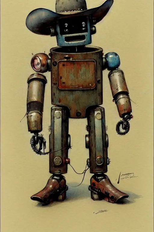 Image similar to (((((1950s robot cowboy. muted colors.))))) by Jean-Baptiste Monge !!!!!!!!!!!!!!!!!!!!!!!!!!!