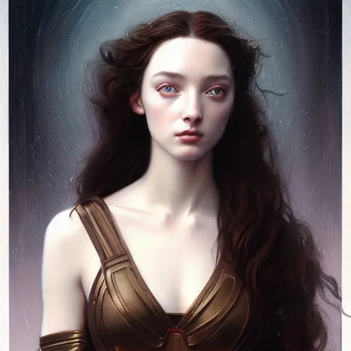 Prompt: Pre-Raphaelite Emma Dumont by Artgerm and Greg Rutkowski, intricate, elegant, highly detailed, digital painting, pale