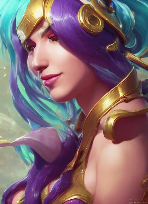 Image similar to sona, from league of legends, hyper detailed, digital art, trending in artstation, cinematic lighting, studio quality, smooth render, unreal engine 5 rendered, octane rendered, art style by klimt and nixeu and ian sprigger and wlop and krenz cushart