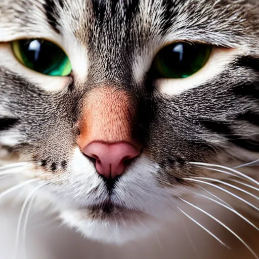 Prompt: an extreme close-up of a smiling cat, very detailed, sharp 8k, award-winning photo