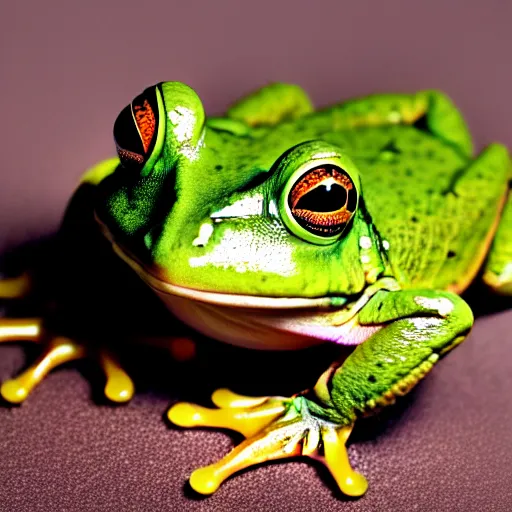 Image similar to beatiful photograph of cute clay frog, simple background, natural lighting, 4 k, award - winning