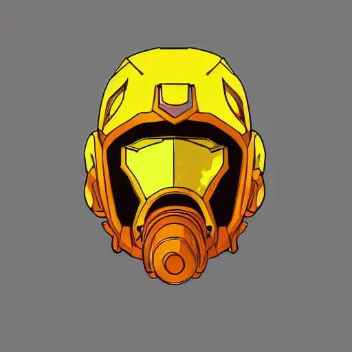 Image similar to helmet lion cyberpunk made of yellow lava and fire in borderlands 3 style, profile portrait, digital illustration, vector art, drawing, mecha, epic size, epic scale, macro art