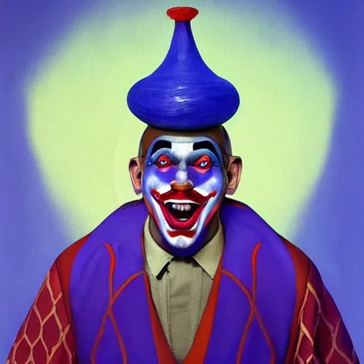 Image similar to portrait of a surprised clown made by nicholas roerich, concept art, digital art, highly detailed