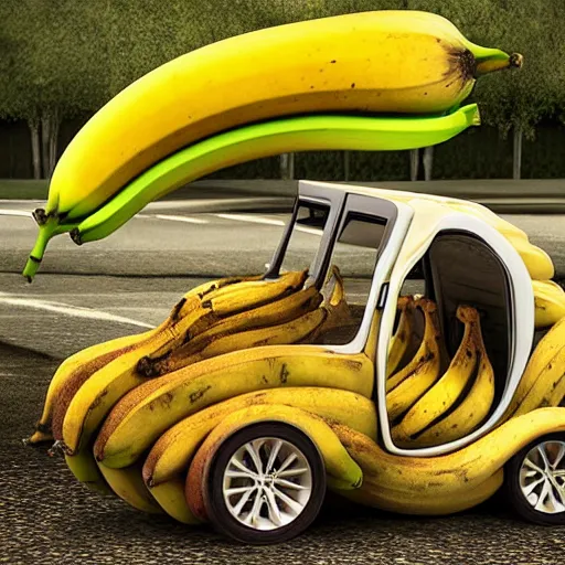 Image similar to car made of bananas, photorealistic, surreal