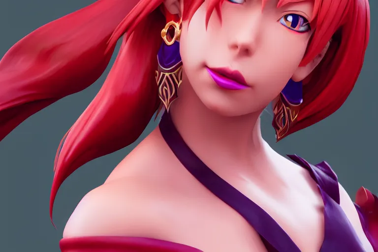 Image similar to character Lina Inverse from anime Slayers (1995 – 2009), Lina from game Dota 2, rendered in Cinema 4D and Octane and Unreal Engine 5, hyperrealism, full body photogenic shot, digital render, cinematic lighting ornate earrings, 8k resolution, masterpiece work