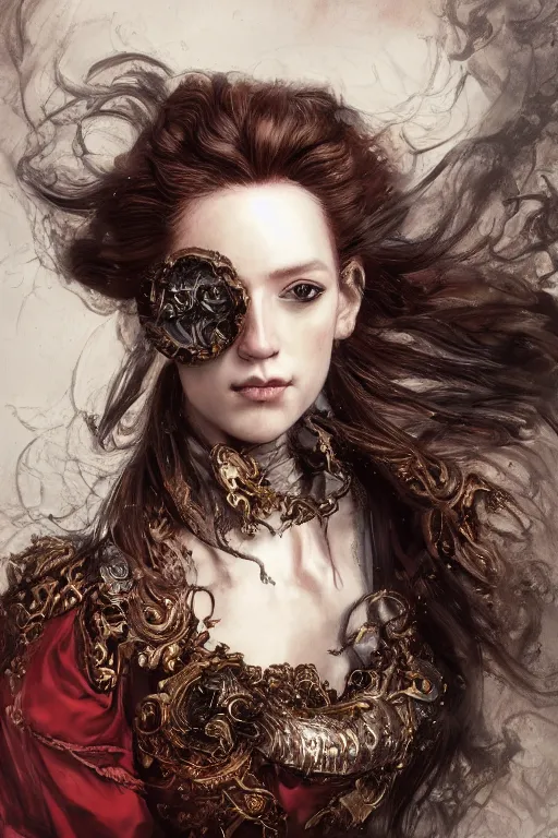 Prompt: portrait, headshot, insanely new baroque hair style, dramatic hair color, digital painting, of a old 18th century, old cyborg prince, amber jewels, baroque, ornate clothing, scifi, realistic, hyperdetailed, chiaroscuro, concept art, art by Franz Hals and Jon Foster and Ayami Kojima and Amano and Karol Bak,