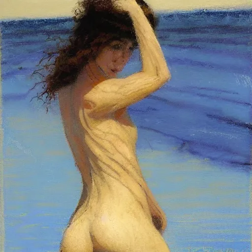 Image similar to a painting in the style of philip wilson steer and in the style of michael whelan.