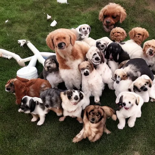 Image similar to a tornado made out of puppies