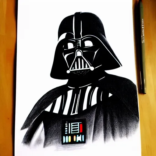 Image similar to A pencil sketch of Darth Vader, 4k, pencil art, shading, shadow,