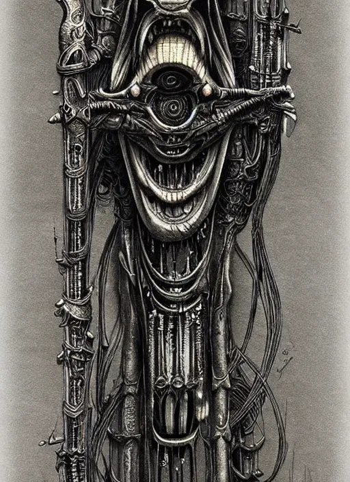 Image similar to giger, h. r. - intricately detailed katana!!!!!