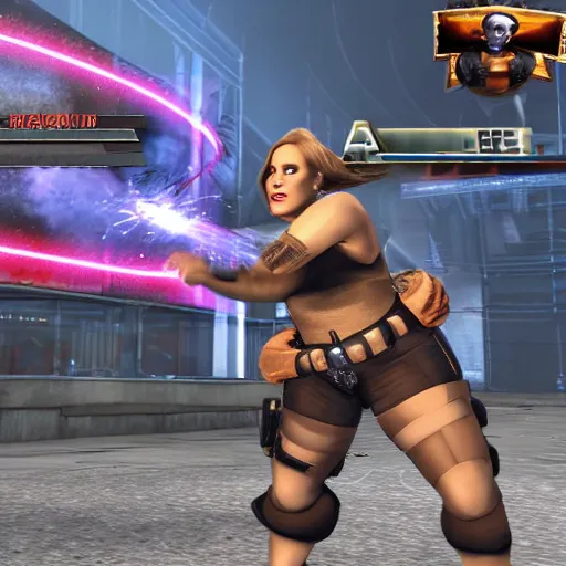 Image similar to an in-game screenshot of Adele as a character in Time Splitters Future Perfect