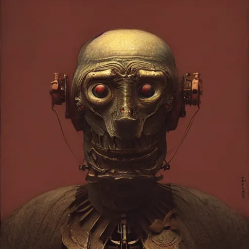 Prompt: style by millais, ( ( ( ( ( ( ( ( by beksinski ) ) ) ) ) ) ) ), portrait painting of mechanical victorian yokai, 8 k, highly detailed, octane render, by millais,