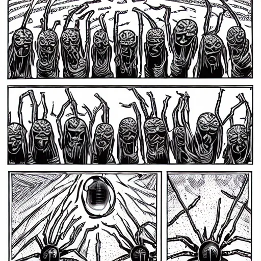 Prompt: portal to the multiverse of infinite horror with freakish spider creatures leaking out by laurie greasley