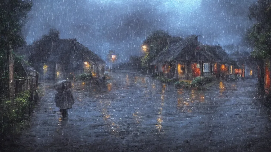 Image similar to tristram, village,rain,night, diablo,