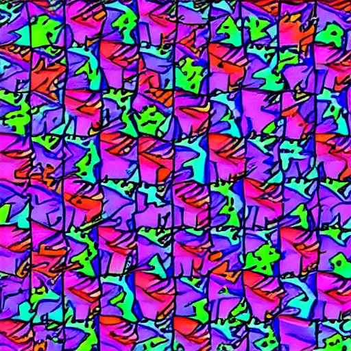 Image similar to a colorful autostereogram of a corrupting mind virus